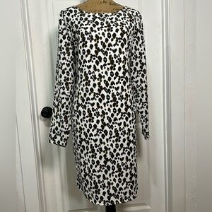 ICHI Elegant Long Sleeve Leopard Print Dress